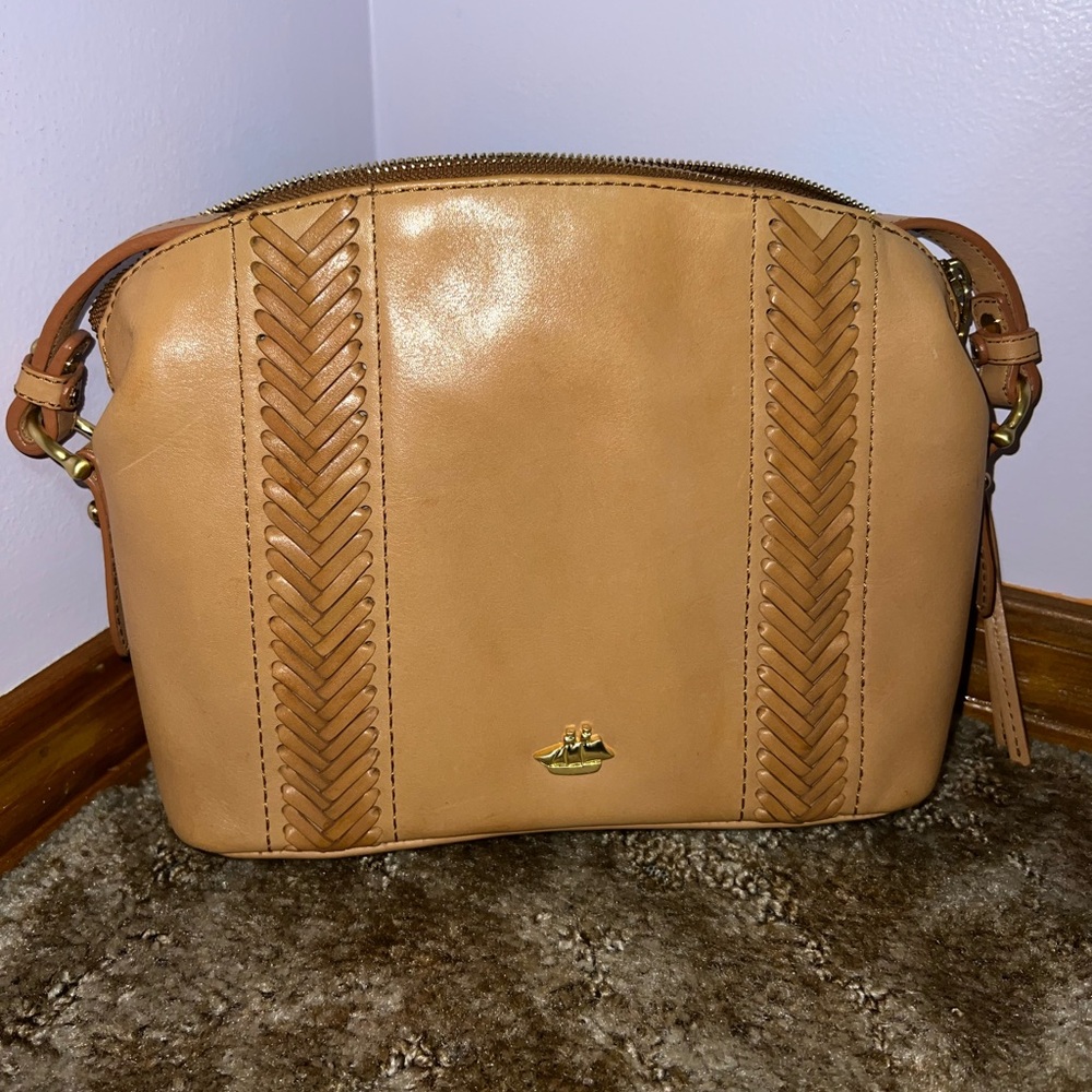 Brahmin Vintage SET Haley Tan Topsail Knoxville Crossbody and Suri Wallet - Picture 2 of 11